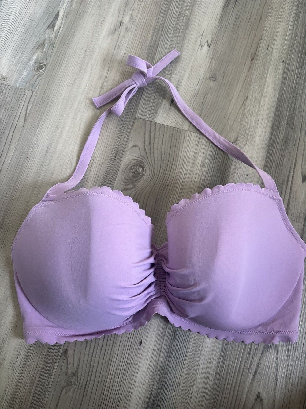 Victoria's Secret scalloped Halter Lined swim Bikini top lavender Size  40D